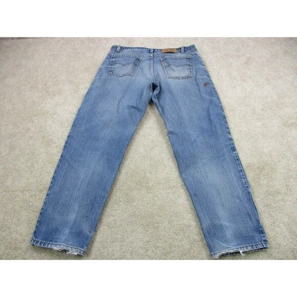 VINTAGE Levis Jeans 550 Relaxed Men 36x30 Blue Orange Tab Distressed Denim USA * - Picture 3 of 16